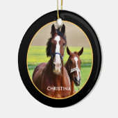 Mooie paarden gepersonaliseerd keramisch ornament (Links)