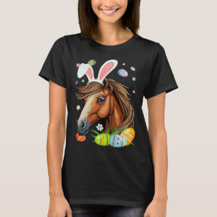 Mooie Paarden Gezicht & Konijn Oren Kleurrijke Eie T-shirt