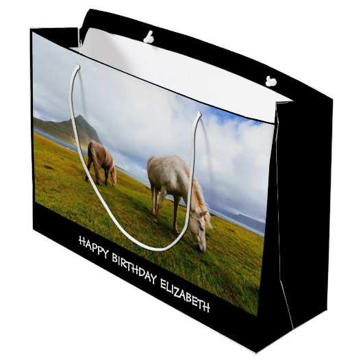 Mooie paarden Grote Gift Bag Groot Cadeauzakje (Achterkant Gekanteld)