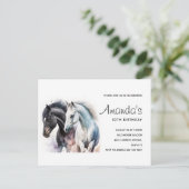Mooie paarden in aquarel verjaardagsuitnodiging briefkaart (Staand voorkant)