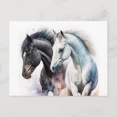 Mooie paarden in de Waterverf Briefkaart (Voorkant)