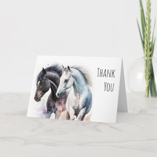 Mooie paarden in de Waterverf Dank u wel Kaart (Voorkant)