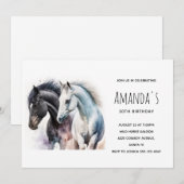 Mooie paarden in de Waterverf van Birthday Kaart (Voorkant / Achterkant)