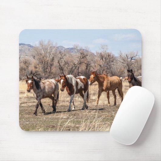 Mooie paarden in een puin muismat (Met muis)