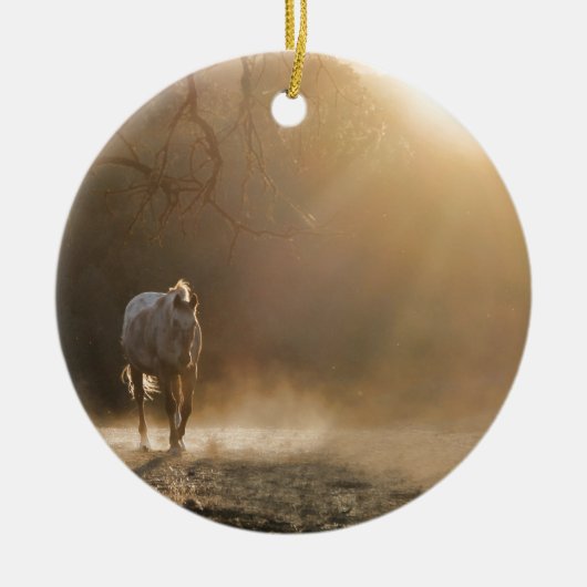 Mooie paarden in zonlicht keramisch ornament (Voorkant)