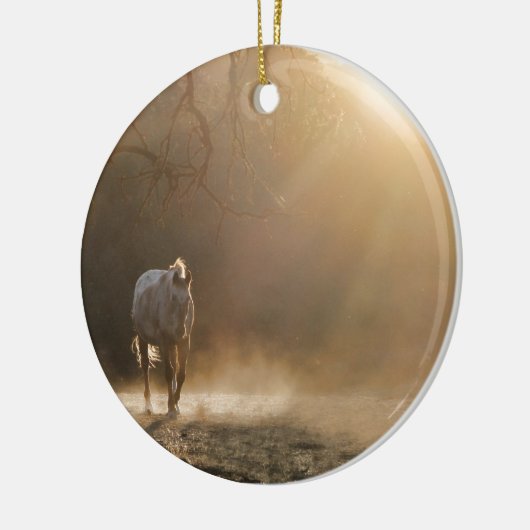 Mooie paarden in zonlicht keramisch ornament (Links)