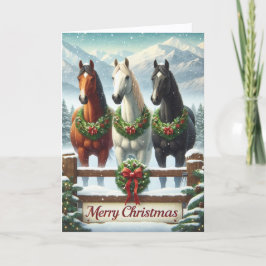 Mooie Paarden Kerstmis Feestdagen Kaart