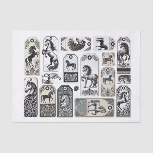 Mooie paarden met Damask Design Verfraaiing Tissuepapier (Voorkant)