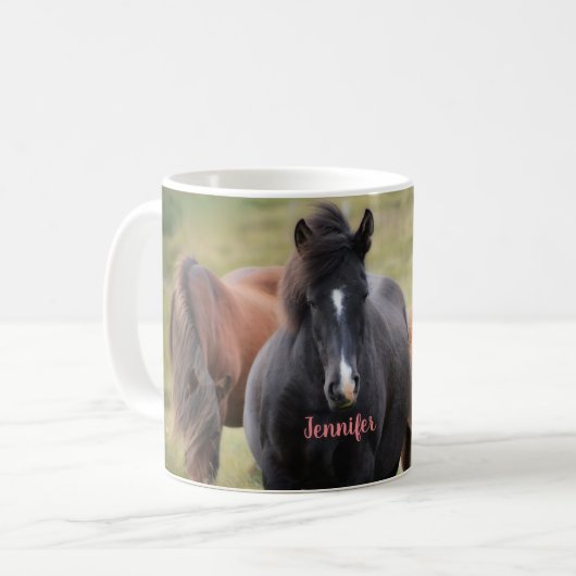 Mooie paarden met naam koffiemok (Voorkant links)