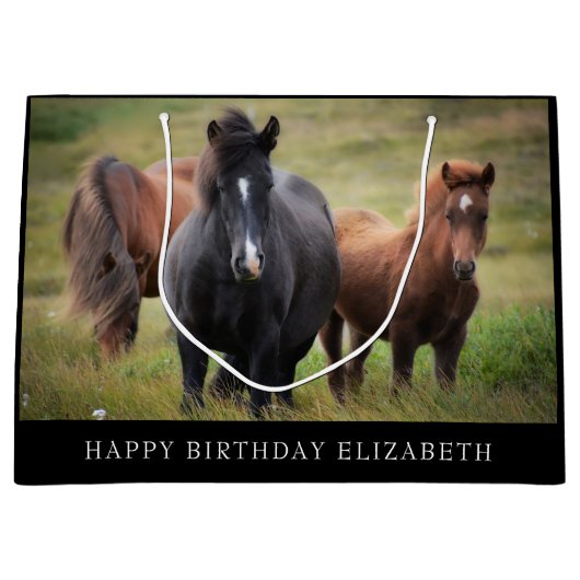 Mooie paarden omkeerbaar grote cadeau groot cadeauzakje (Voorkant)