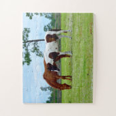 Mooie paarden op een ranch legpuzzel (Verticaal)