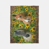 Mooie paarden op het gebied van zonnebloemen fleece deken (Voorkant)