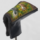 Mooie paarden op het gebied van zonnebloemen golfheadcover (3/4 voorkant)