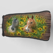 Mooie paarden op het gebied van zonnebloemen golfheadcover (Voorkant)