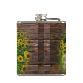 Mooie paarden op het gebied van zonnebloemen heupfles (Achterkant)