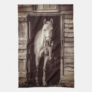 Mooie paarden Rustic Farmhouse Brown Theedoek