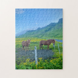 Mooie paarden, Schilderachtig landschap Legpuzzel