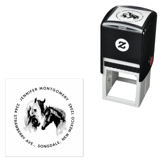 Mooie Paarden Western Boho Naam en adres Zelfinktende Stempel (In situ)