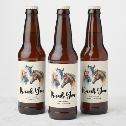 Mooie Paarden Western Boho Party Dank u Bier Etiket (Flessen)