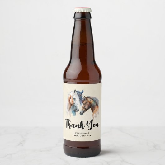Mooie Paarden Western Boho Party Dank u Bier Etiket (Voorkant)