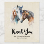 Mooie Paarden Western Boho Party Dank u Wijn Etiket (Enkel label)