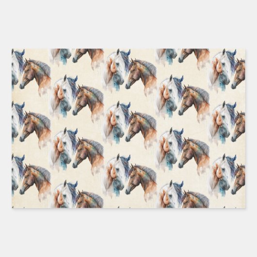 Mooie Paarden Western Boho Pattern Inpakpapier Vel (Voorkant)