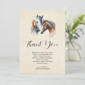 Mooie Paarden Western Boho Stijl Bruiloft Bedankkaart (Staand voorkant)