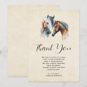 Mooie Paarden Western Boho Stijl Bruiloft Bedankkaart (Voorkant / Achterkant)