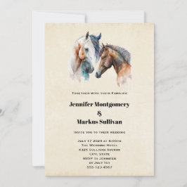 Mooie Paarden Western Boho Stijl Bruiloft Kaart