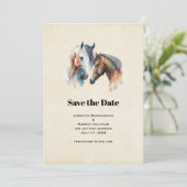 Mooie Paarden Western Boho Stijl Bruiloft Save The Date (Staand voorkant)