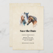 Mooie Paarden Western Boho Stijl Bruiloft Save The Date (Voorkant / Achterkant)