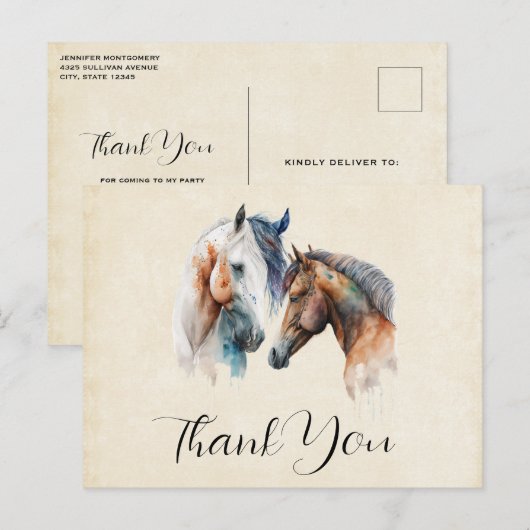 Mooie Paarden Western Boho Stijl Dank u Briefkaart (Voorkant / Achterkant)