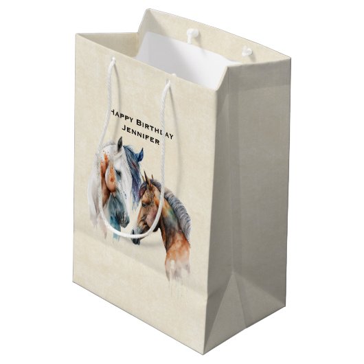 Mooie Paarden Western Boho stijl Medium Cadeauzakje (Achterkant Gekanteld)