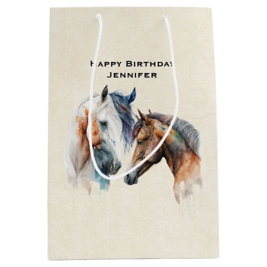 Mooie Paarden Western Boho stijl Medium Cadeauzakje (Voorkant)