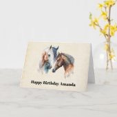 Mooie Paarden Western Boho Stijl Verjaardag Kaart (Gele Bloem)