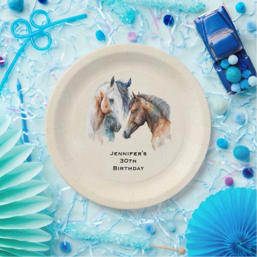 Mooie Paarden Western Boho Stijl Verjaardag Papieren Bordje (Feest)