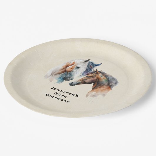 Mooie Paarden Western Boho Stijl Verjaardag Papieren Bordje (Gekanteld)