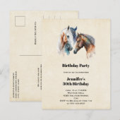 Mooie Paarden Western Boho Stijl Verjaardag Uitnodiging Briefkaart (Voorkant / Achterkant)