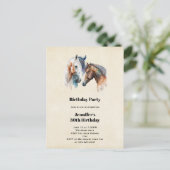 Mooie Paarden Western Boho Stijl Verjaardag Uitnodiging Briefkaart (Staand voorkant)