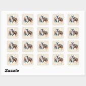Mooie Paarden Western Boho stijl Vierkante Sticker (Vel)
