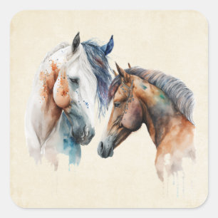 Mooie Paarden Western Boho stijl Vierkante Sticker