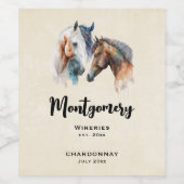 Mooie Paarden Western Boho stijl Wijn Etiket (Enkel label)