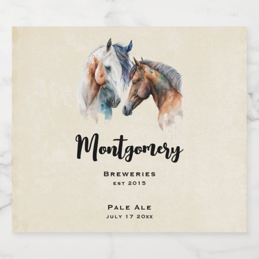 Mooie Paarden Western Boho Style Bier Making Bier Etiket (Enkel label)