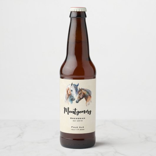 Mooie Paarden Western Boho Style Bier Making Etiket (Voorkant)