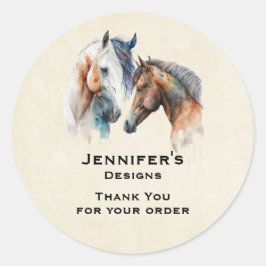Mooie Paarden Western Boho Style Business Ronde Sticker