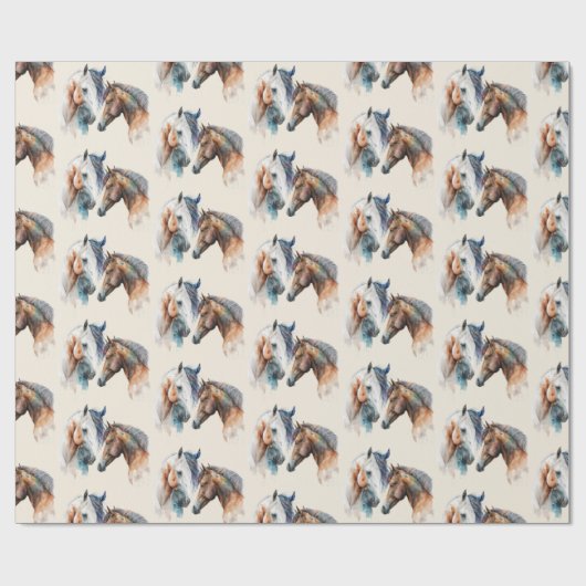 Mooie Paarden Western Boho Style Pattern Cadeaupapier (Vlak)