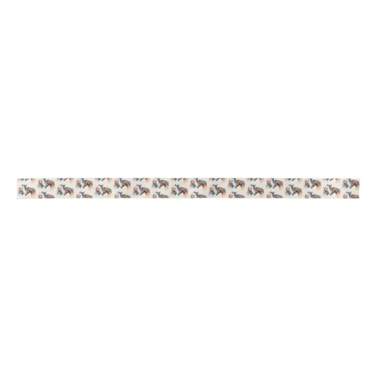 Mooie Paarden Western Boho Style Pattern Satijnen Lint (Voorkant)