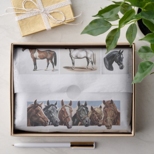 Mooie paardenillustraties en efemera tissuepapier (Geschenk)