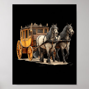 Mooie paardenkoets grafisch voor jongens en poster