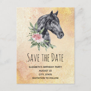 Mooie Paardenkop Waterverf Save the Date Uitnodiging Briefkaart
